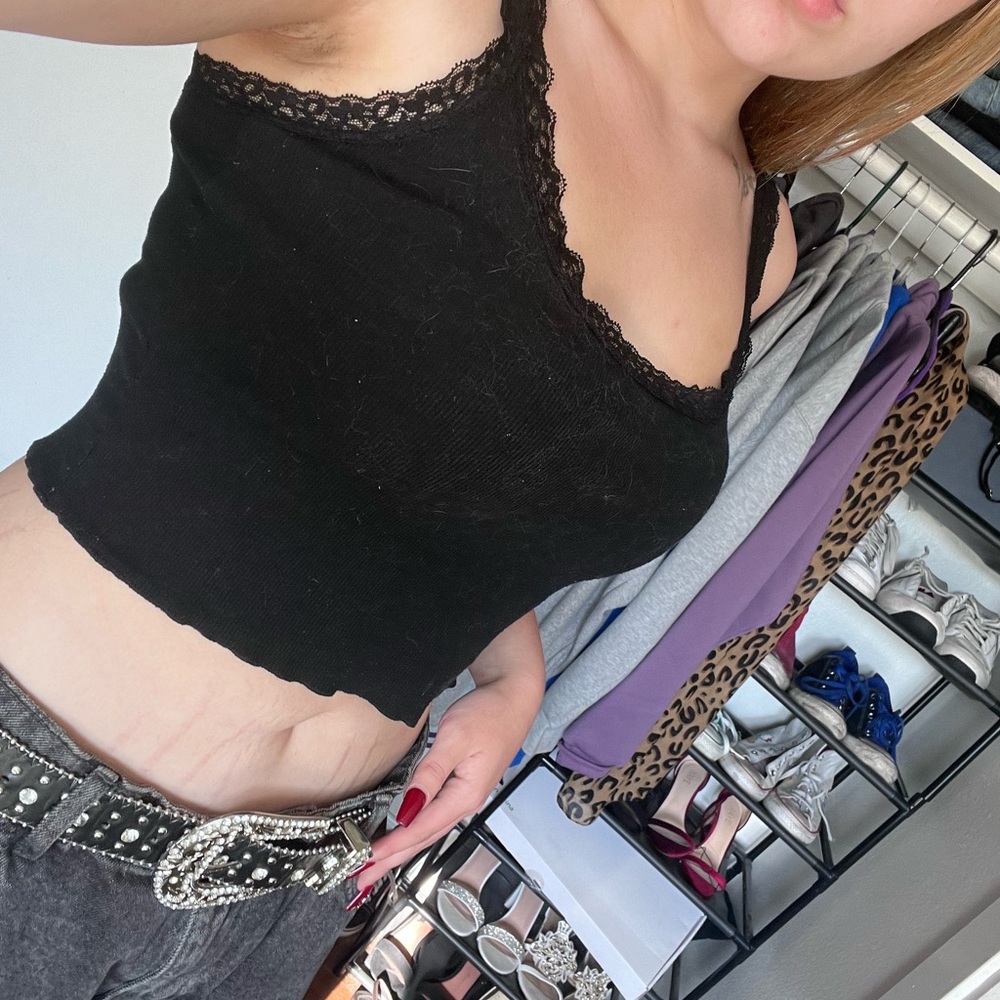 black lace tank top